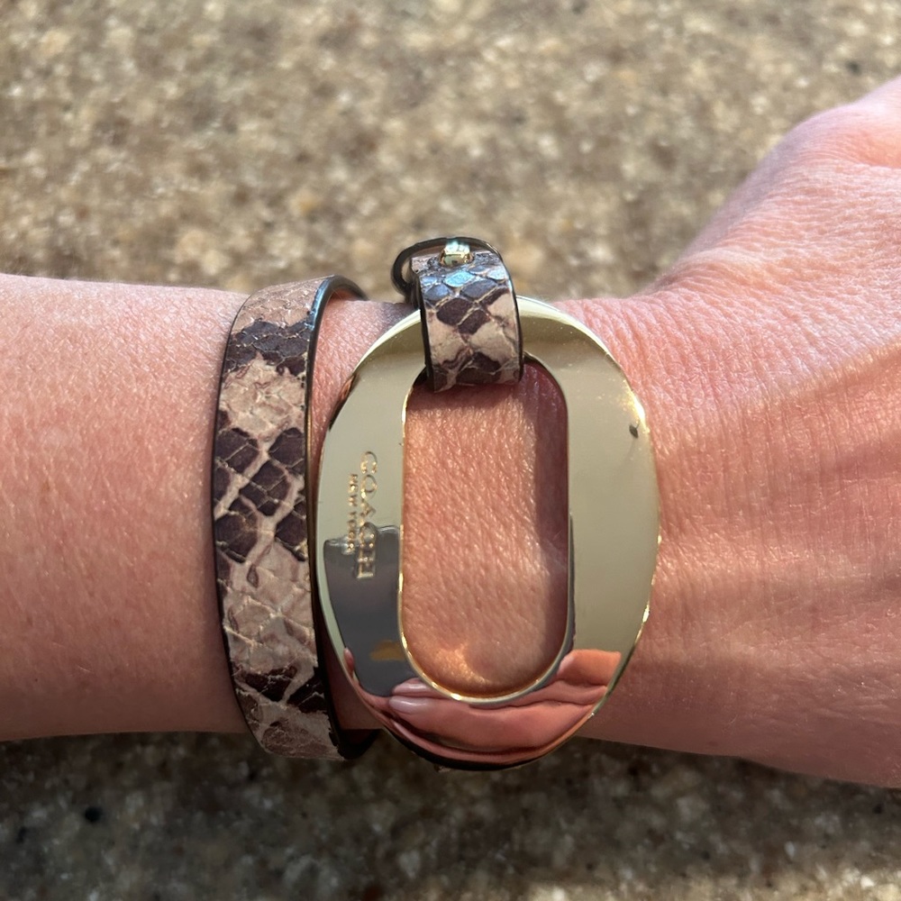 COACH snakeskin and metal women’s wrap bracelet